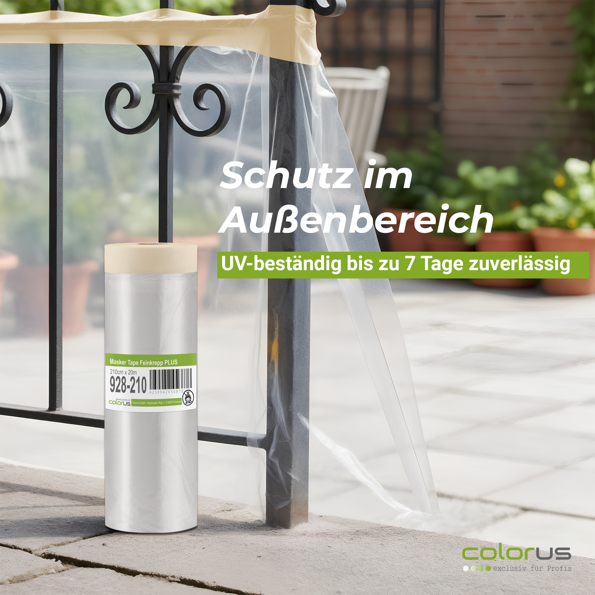 Colorus Premium Folien Masker Tape Kreppband mit Abdeckfolie 210cm x 20m Colorus Premium Folien Masker Tape Kreppband mit Abdeckfolie 210cm x 20m