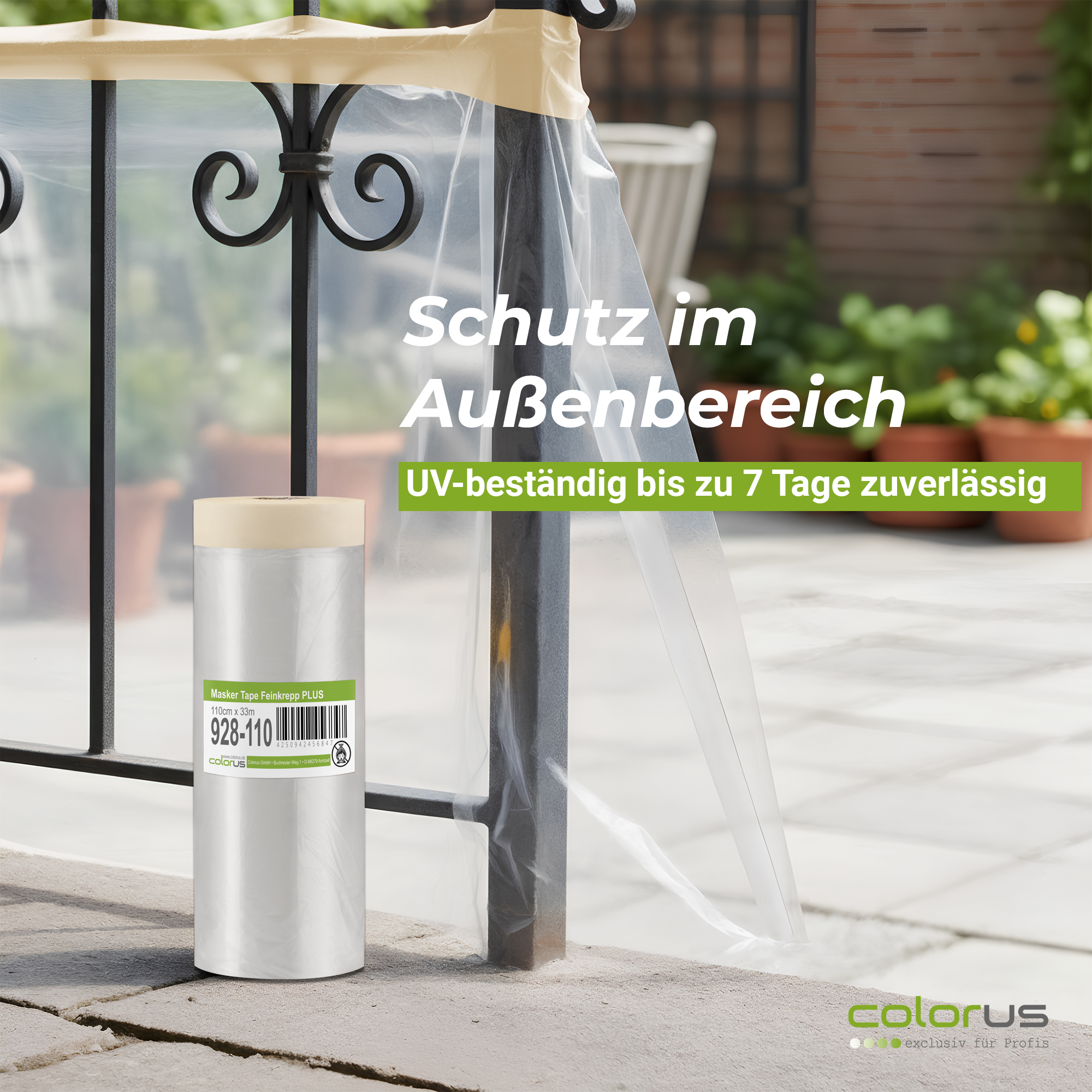 Colorus Premium Folien Masker Tape Kreppband mit Abdeckfolie 110cm x 33m Colorus Premium Folien Masker Tape Kreppband mit Abdeckfolie 110cm x 33m