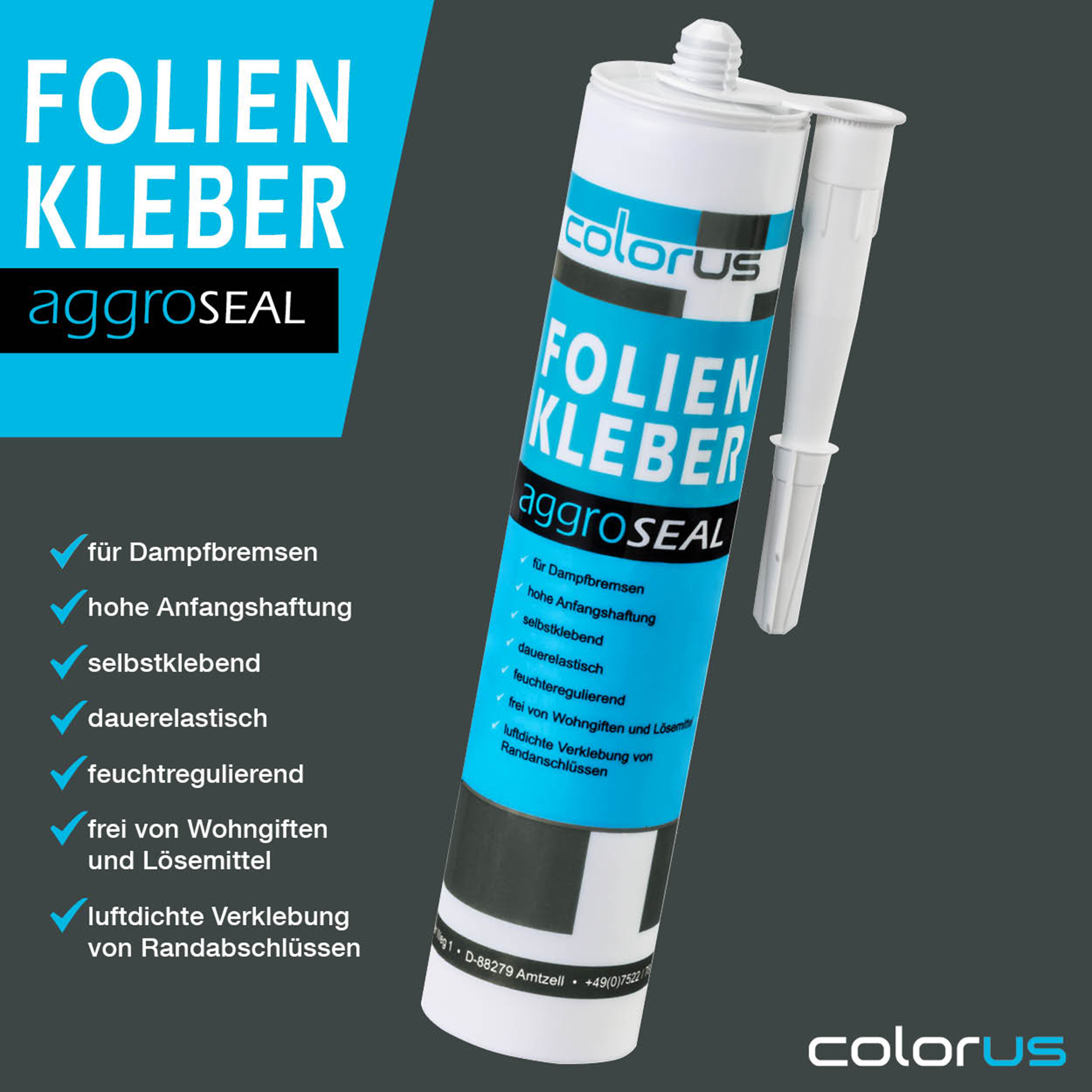 10 x Colorus Profi Folienkleber 310 ml | AggroSeal Dichtkleber Dichtmasse bauelastisch für Dampfbremsfolie Dampfsperrfolie Dampfsperre Dampfbremse | Folien-Anschlusskleber mit extrem hoher Haftung