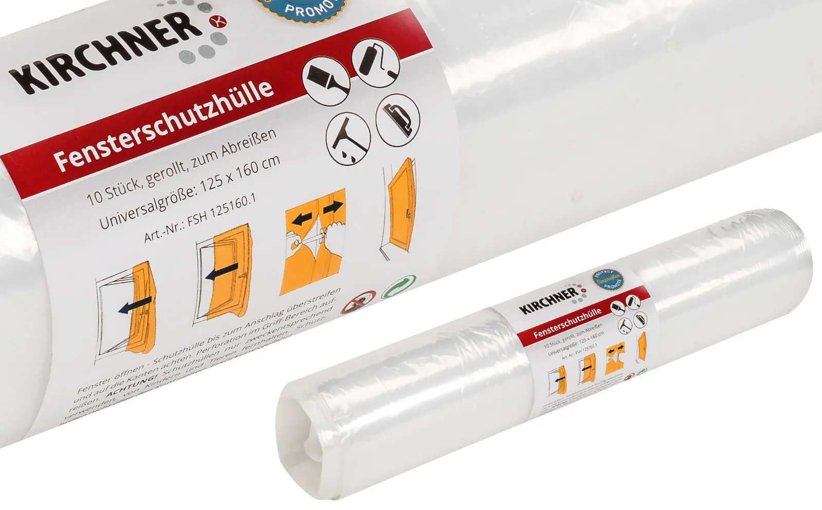 SIMPROFLEX Fensterschutzhülle 125 x 160cm 10 Stück auf Rolle