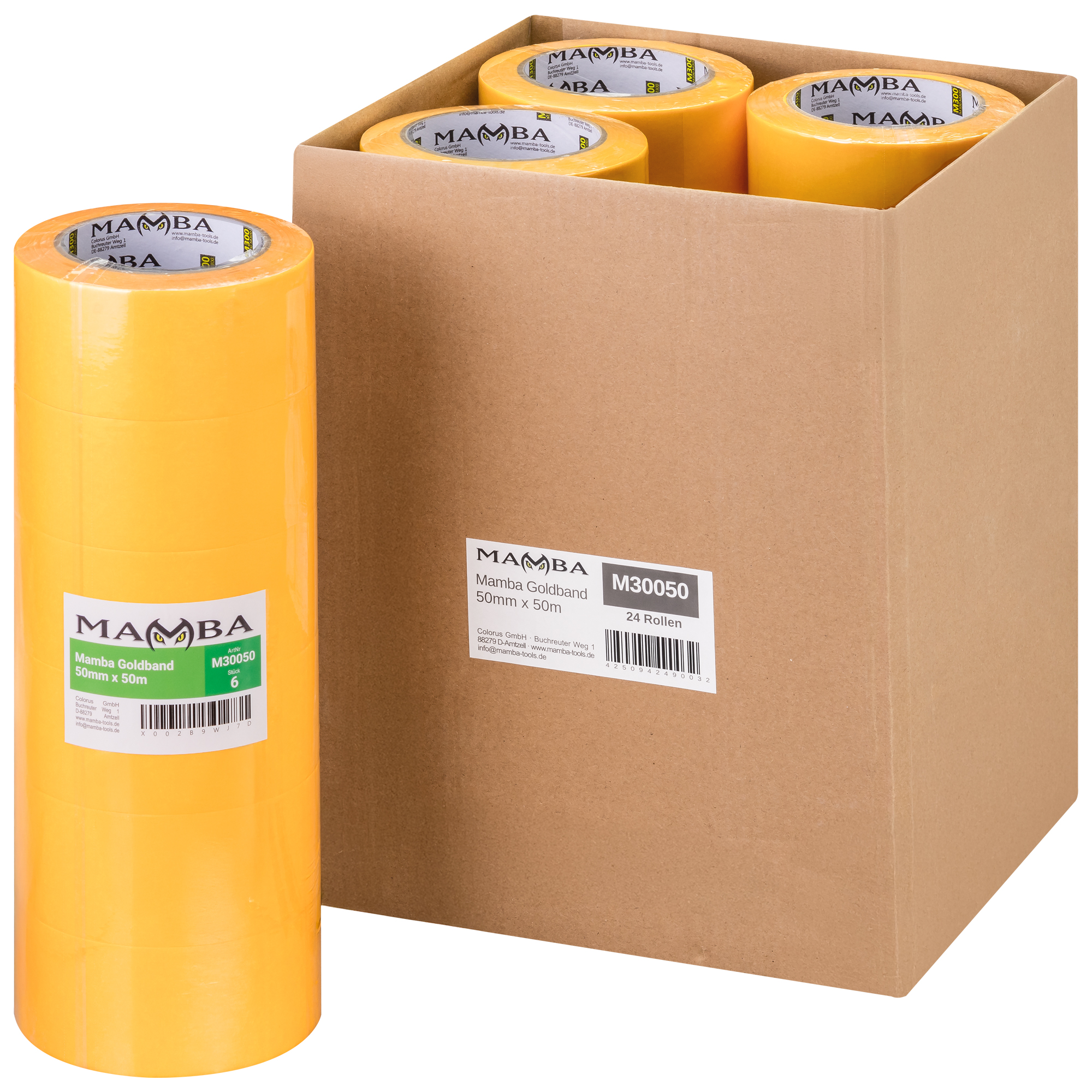 Goldband 24 Rollen Kartonangebot 50mm x 50m – Profi Malerkrepp für Innen & Außen