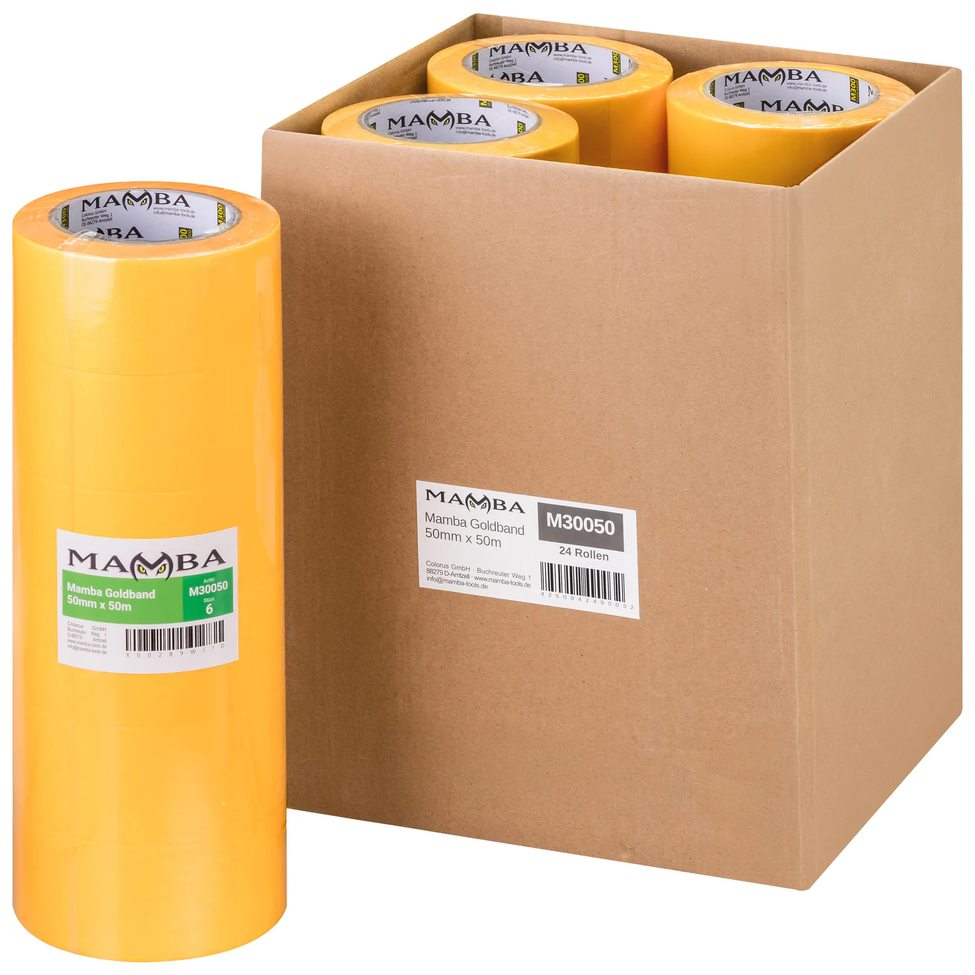 Goldband 24 Rollen Kartonangebot 50mm x 50m – Profi Malerkrepp für Innen & Außen