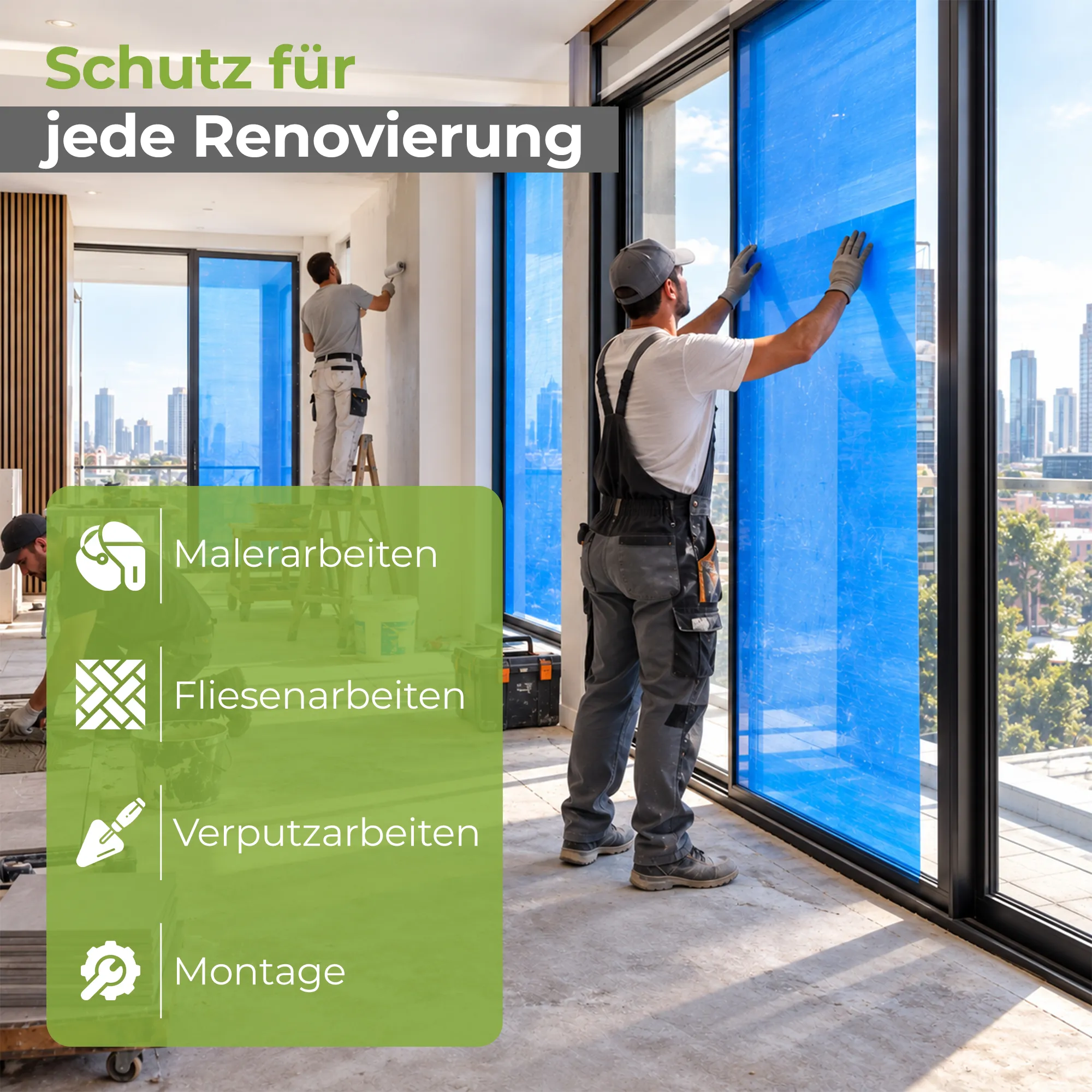 Premium Glasschutzfolie blau Fensterschutzfolie 1 x 100m
