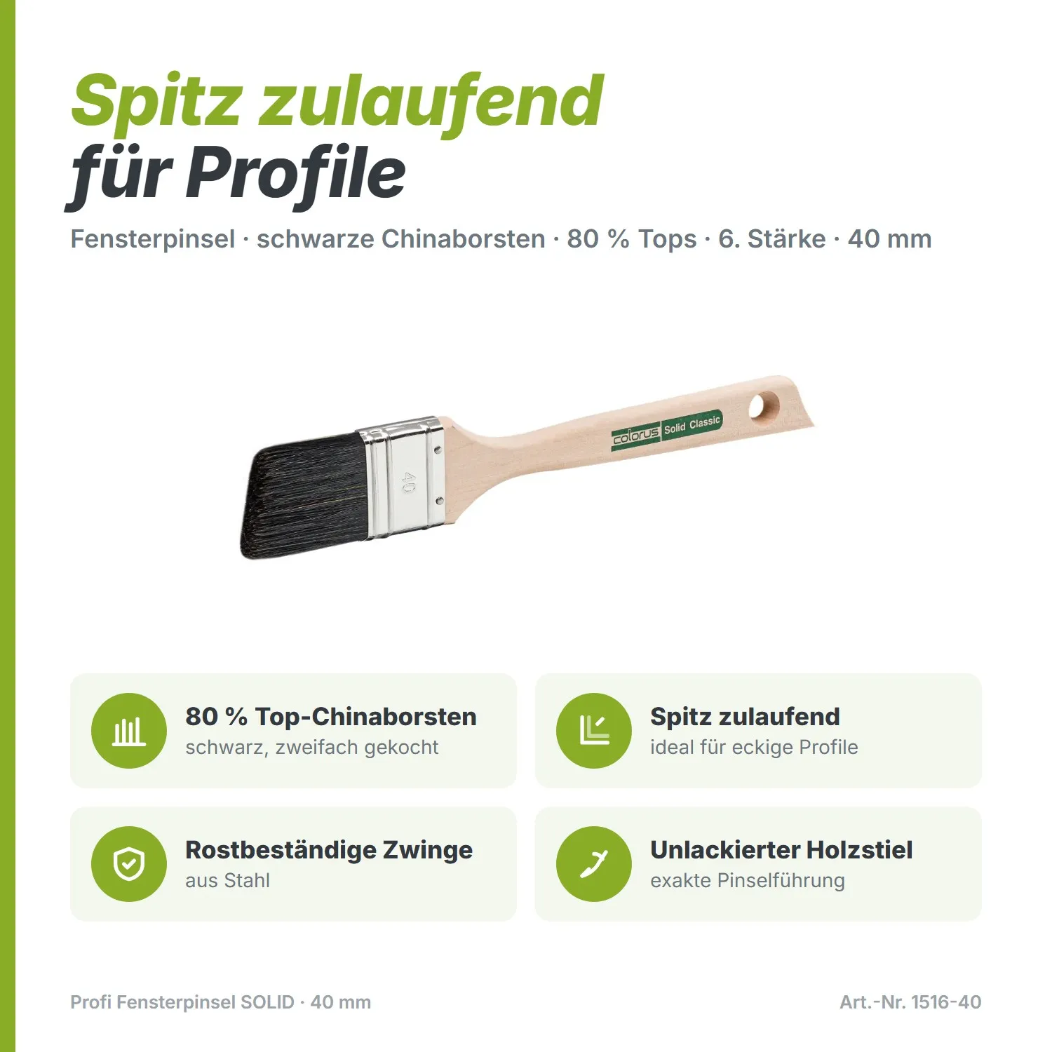 Profi Fensterpinsel  SOLID Flachpinsel  6.Stärke 80% Tops 40mm