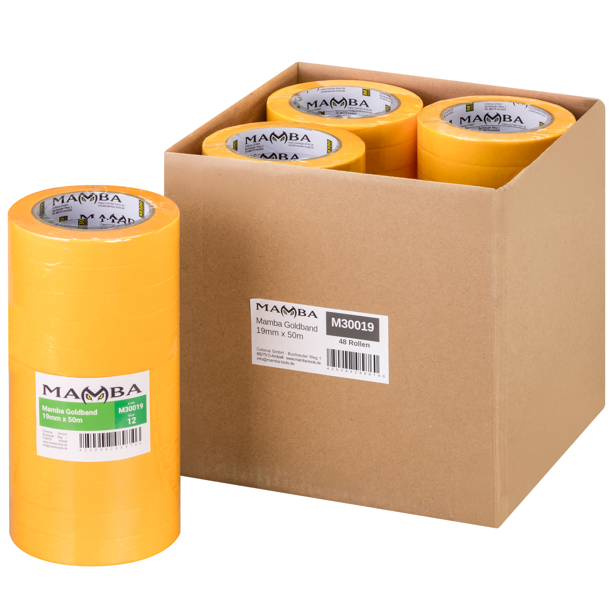 Goldband 48 Rollen Kartonangebot 19mm x 50m – Profi Malerkrepp für Innen & Außen