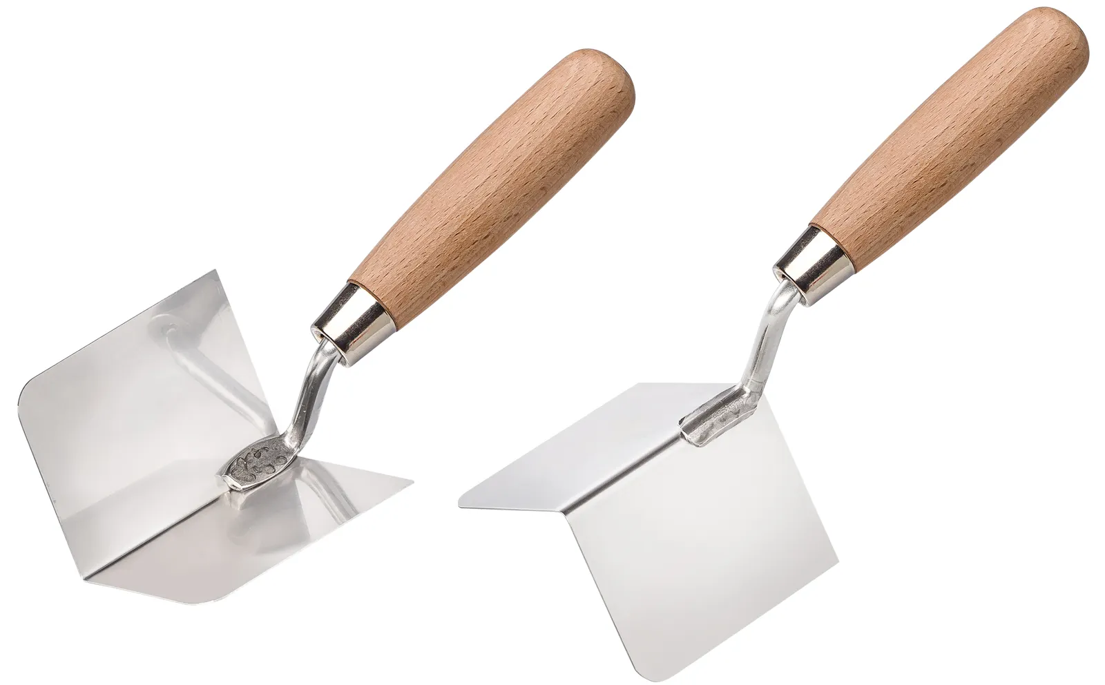 Profi Außeneckenkelle Edelstahl Holzgriff geschliffen 8 x 6 x 6cm