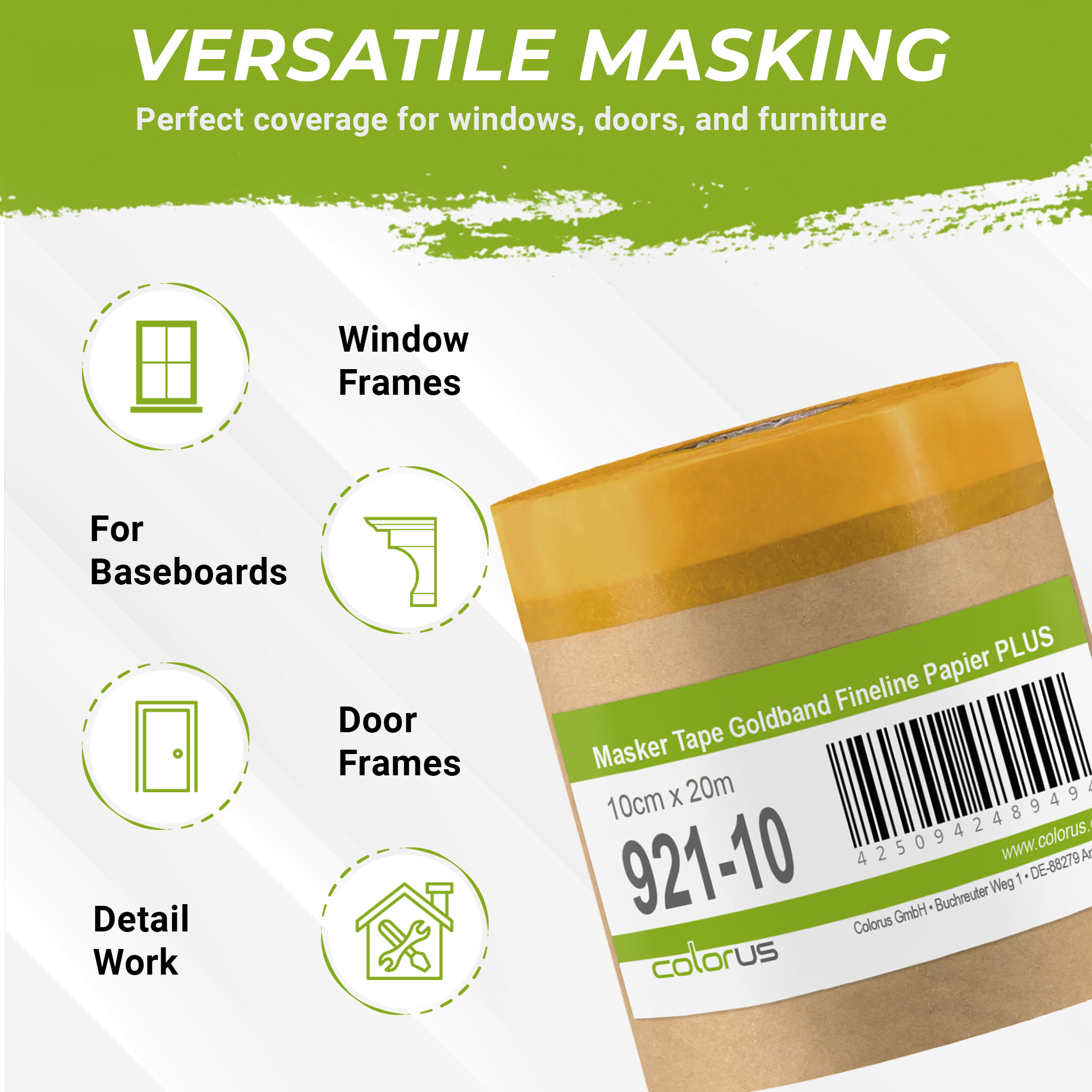 Colorus Premium Papier Masker Tape Goldband Fineline UV 30 10cm x 20m