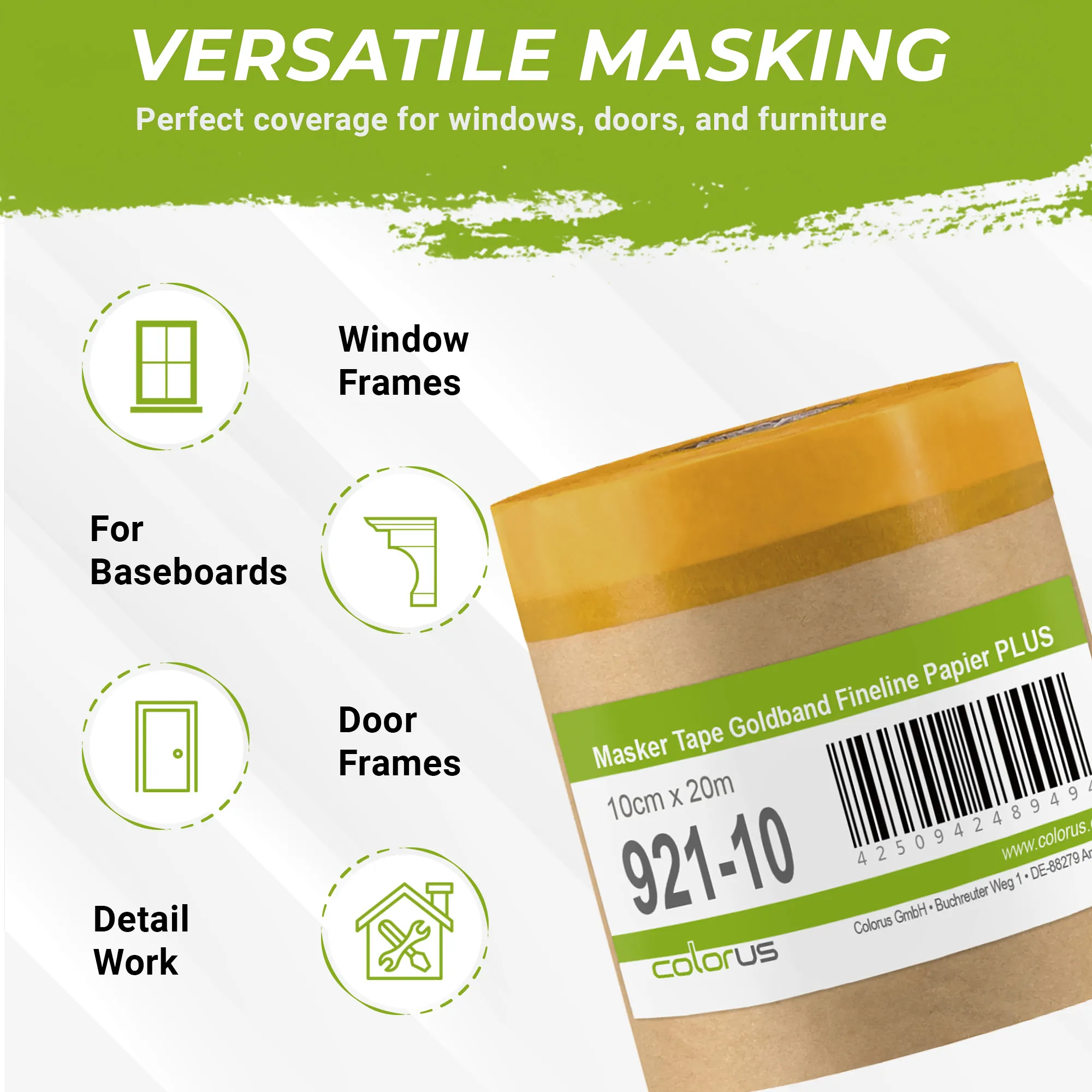 Colorus Premium Papier Masker Tape Goldband Fineline UV 30 10cm x 20m
