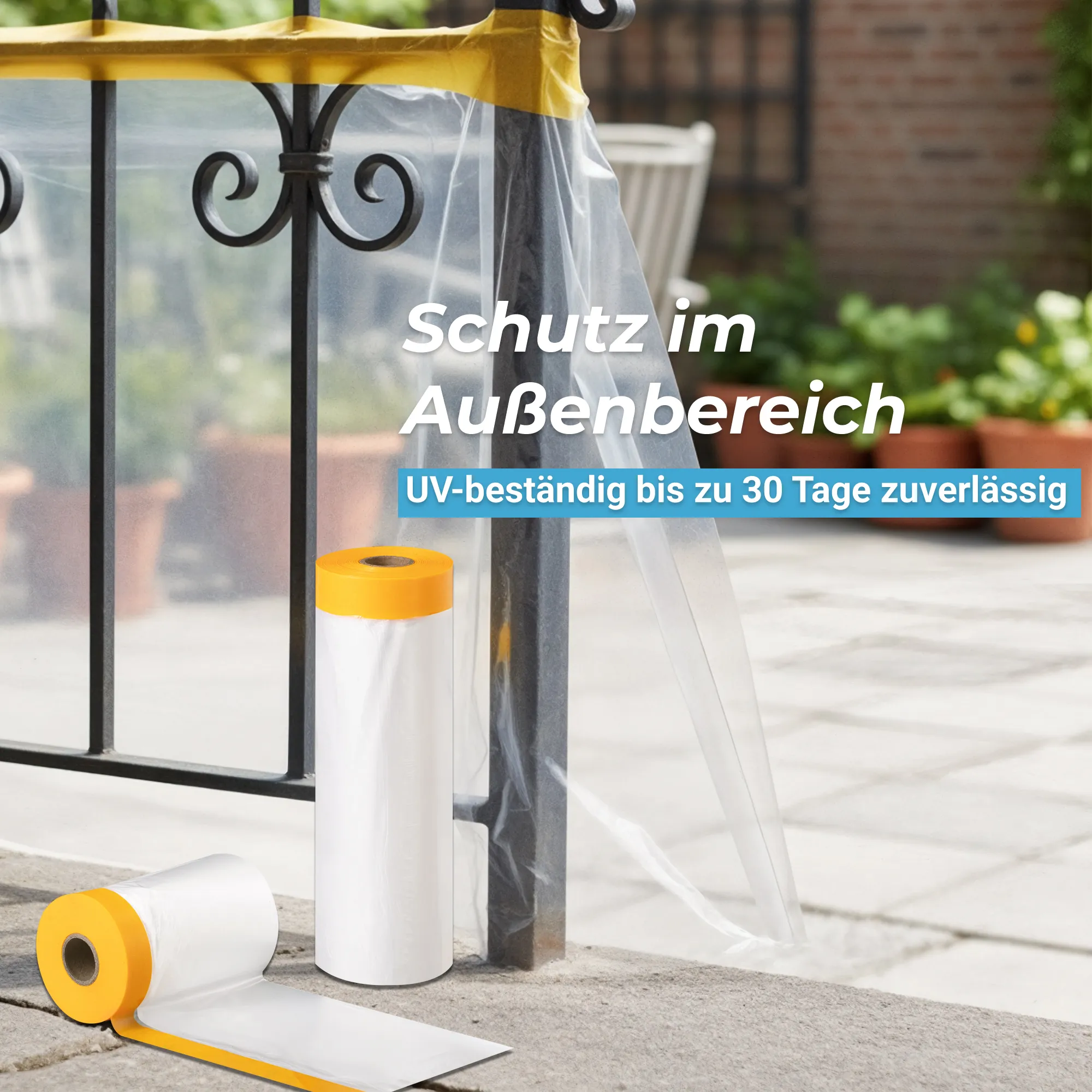 Mamba Abklebeband-Set 6-teilig | 2x Abdeckfolie (270 cm × 16 m & 55 cm × 25 m) | 4x Goldband 25 mm × 25 m