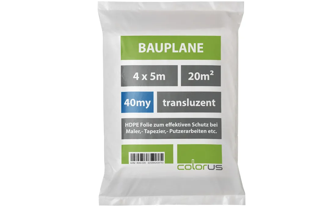 Premium Bauplane gefaltet 40µ LDPE transluzent 4 x 5m