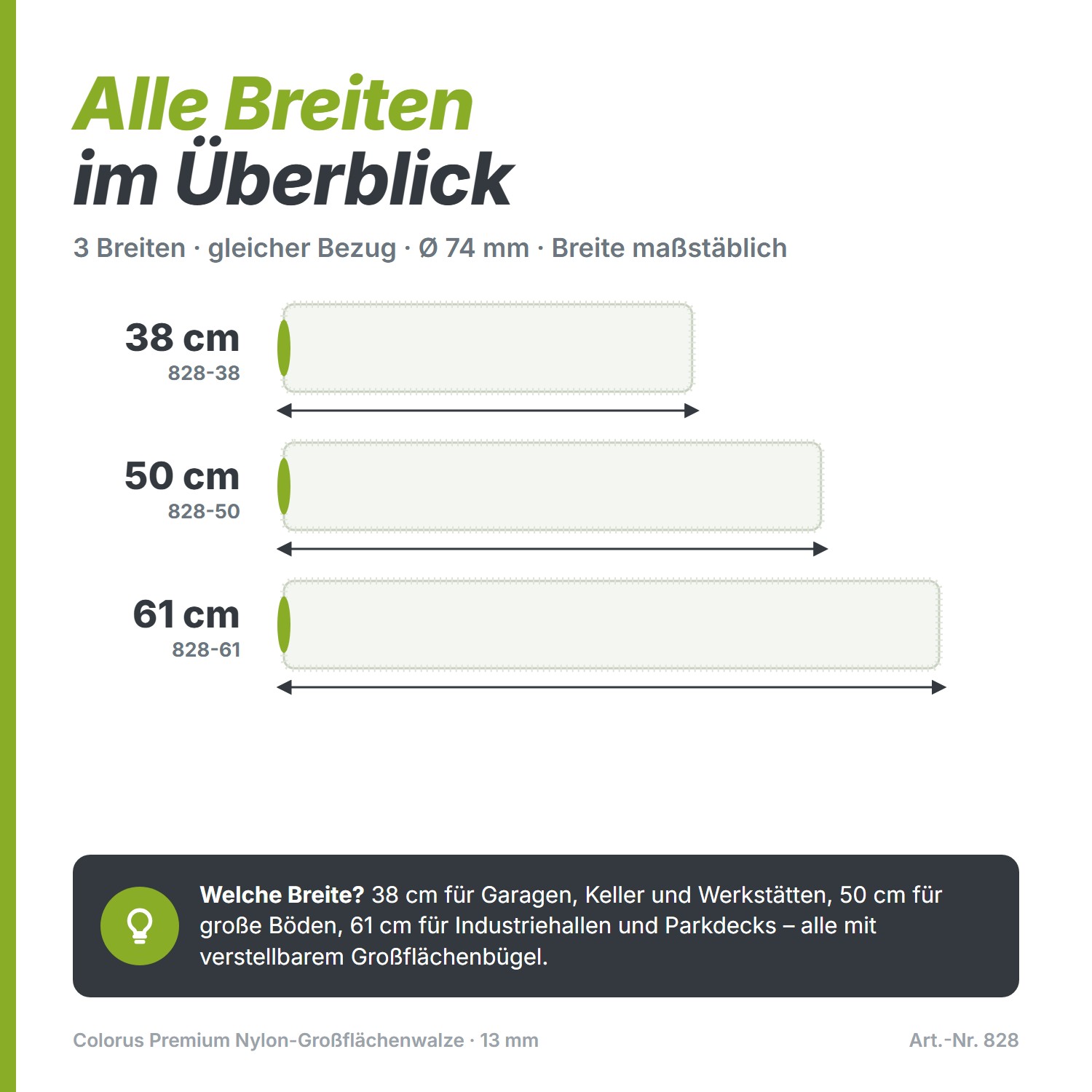 Colorus Premium Großflächenwalze (61 cm) – Nylon für Industrieböden & Epoxid (13 mm Flor)