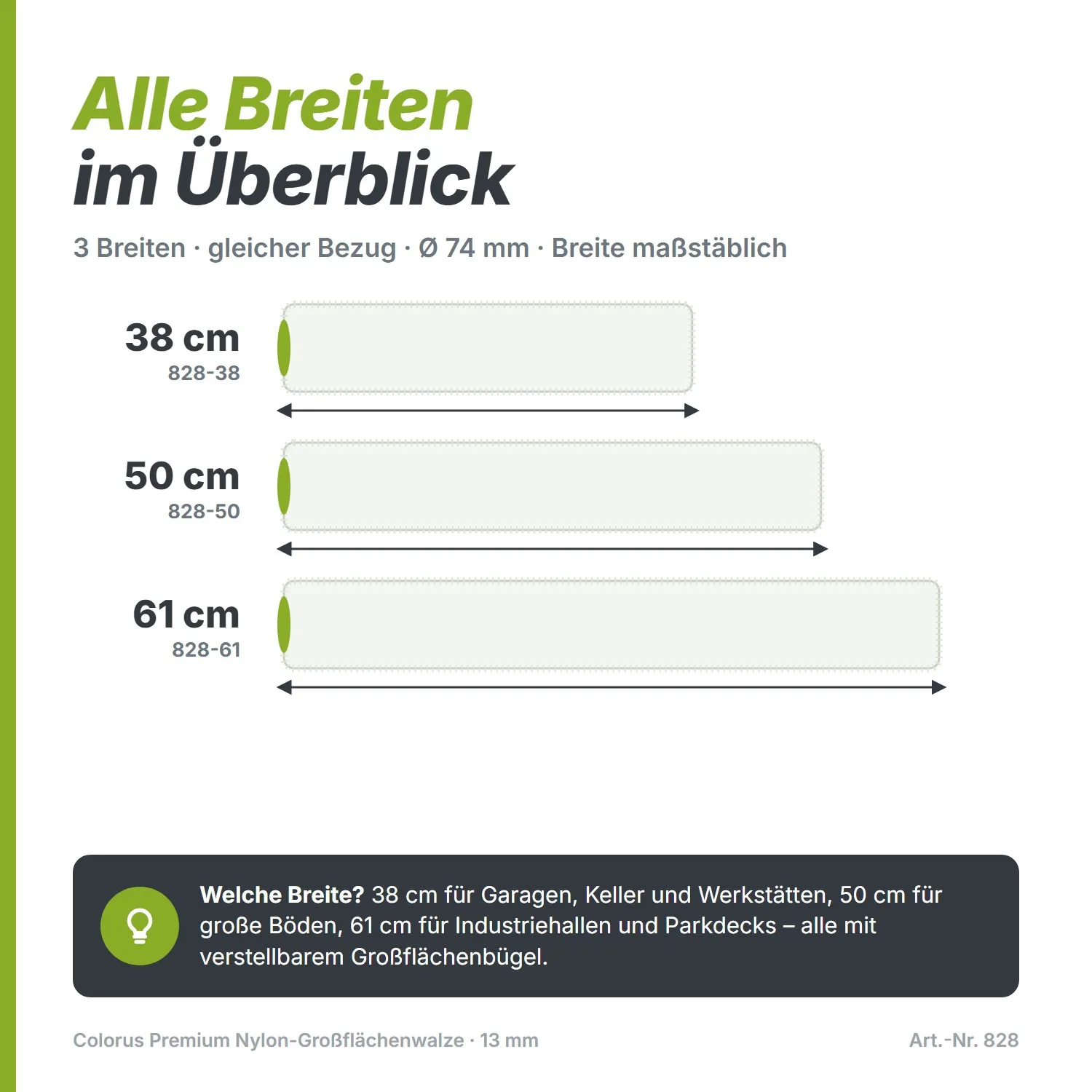 Colorus Premium Großflächenwalze (61 cm) – Nylon für Industrieböden & Epoxid (13 mm Flor)
