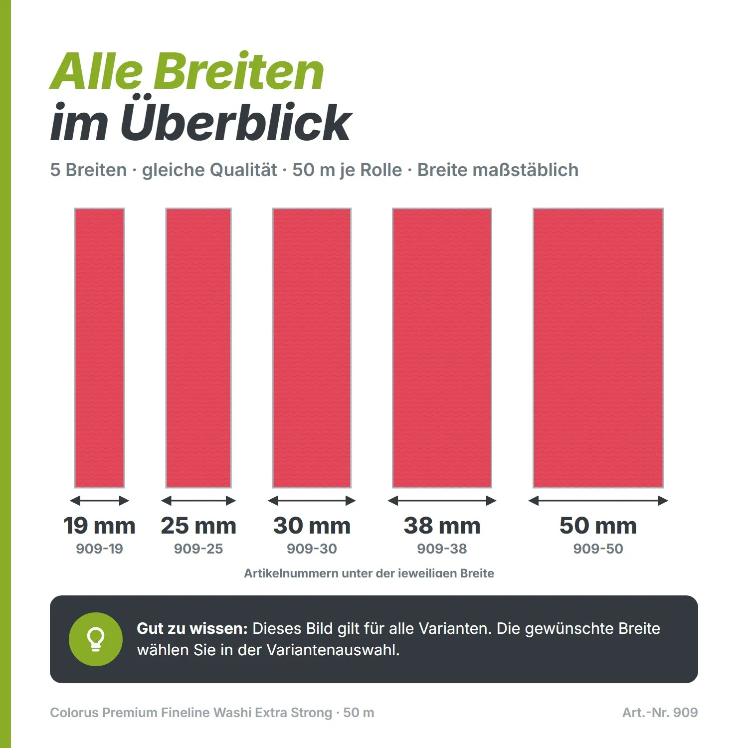 Colorus Premium Fineline Washi-Malerband Extra Strong 50 m x 50 mm – faserverstärkt