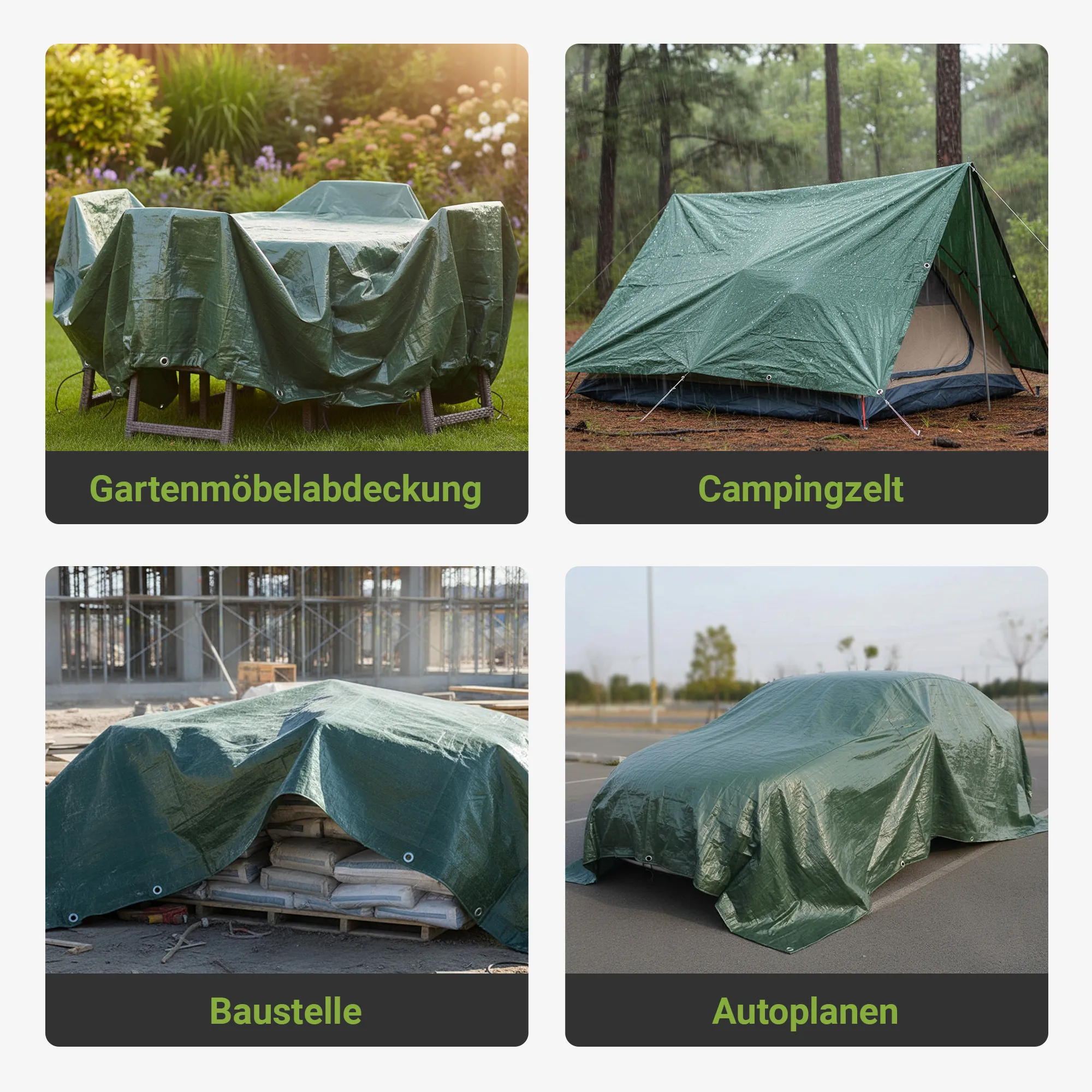 Colorus Premium Gewebeplane grün ca. 75g / m²  6 x 8m