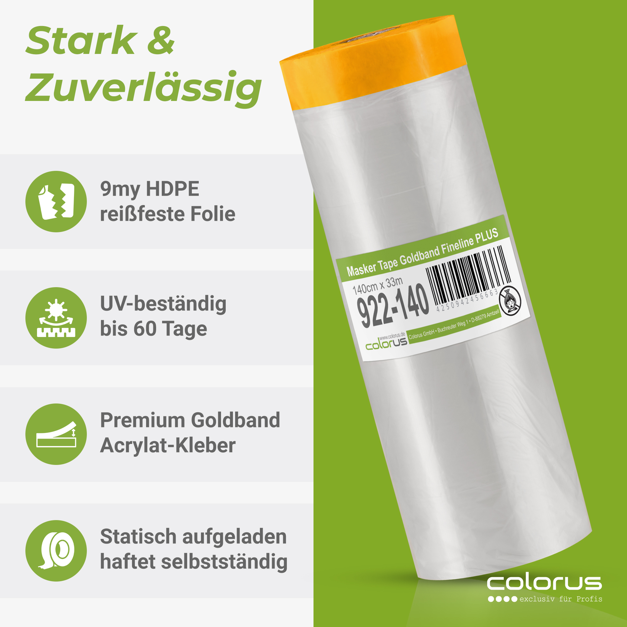 Colorus Premium Folien Masker Tape Goldband UV 60 140cm x 33m