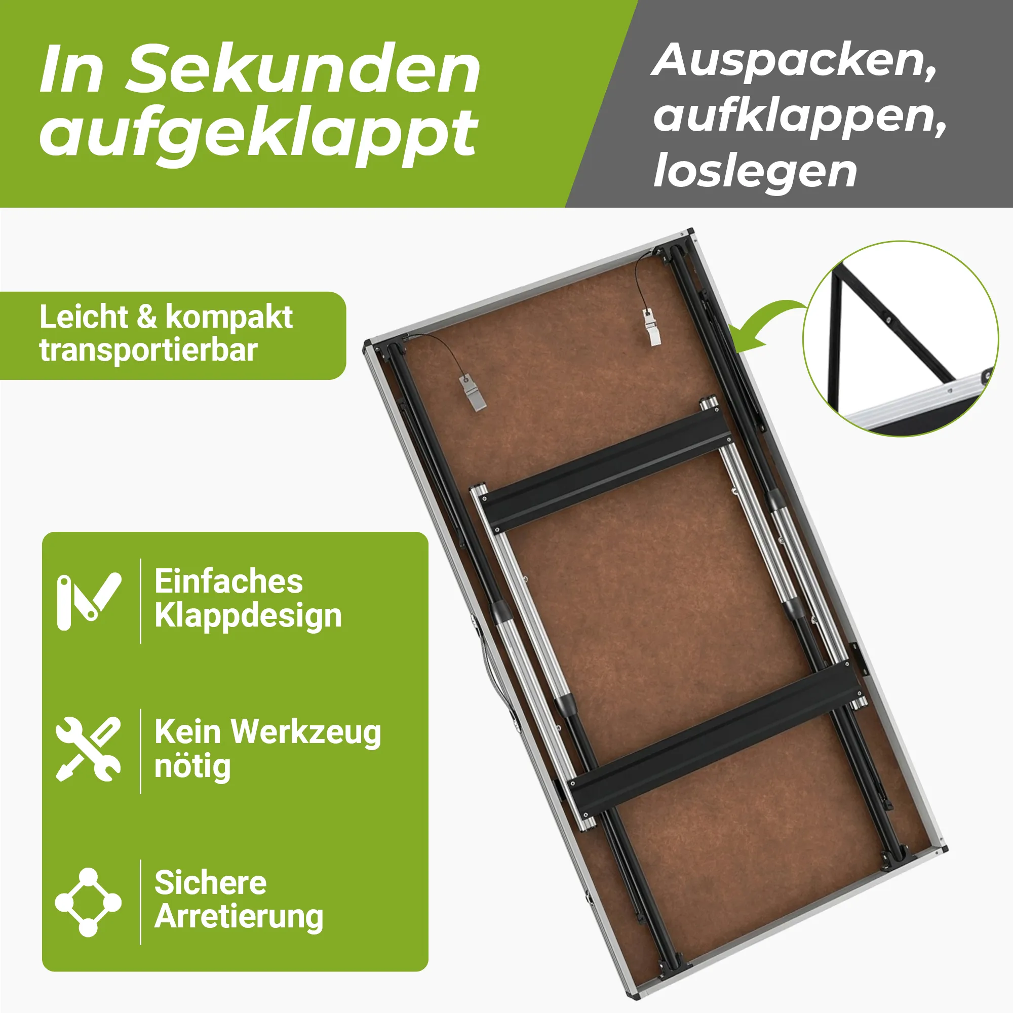 Mamba Tapeziertisch Set 3-teilig | Klappbar & Höhenverstellbar | 90 kg Gesamttragkraft