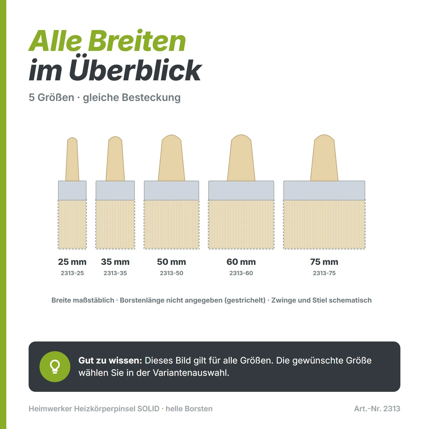 Heimwerker Heizkörperpinsel SOLID Malerpinsel 60% helle Top Borsten 75mm