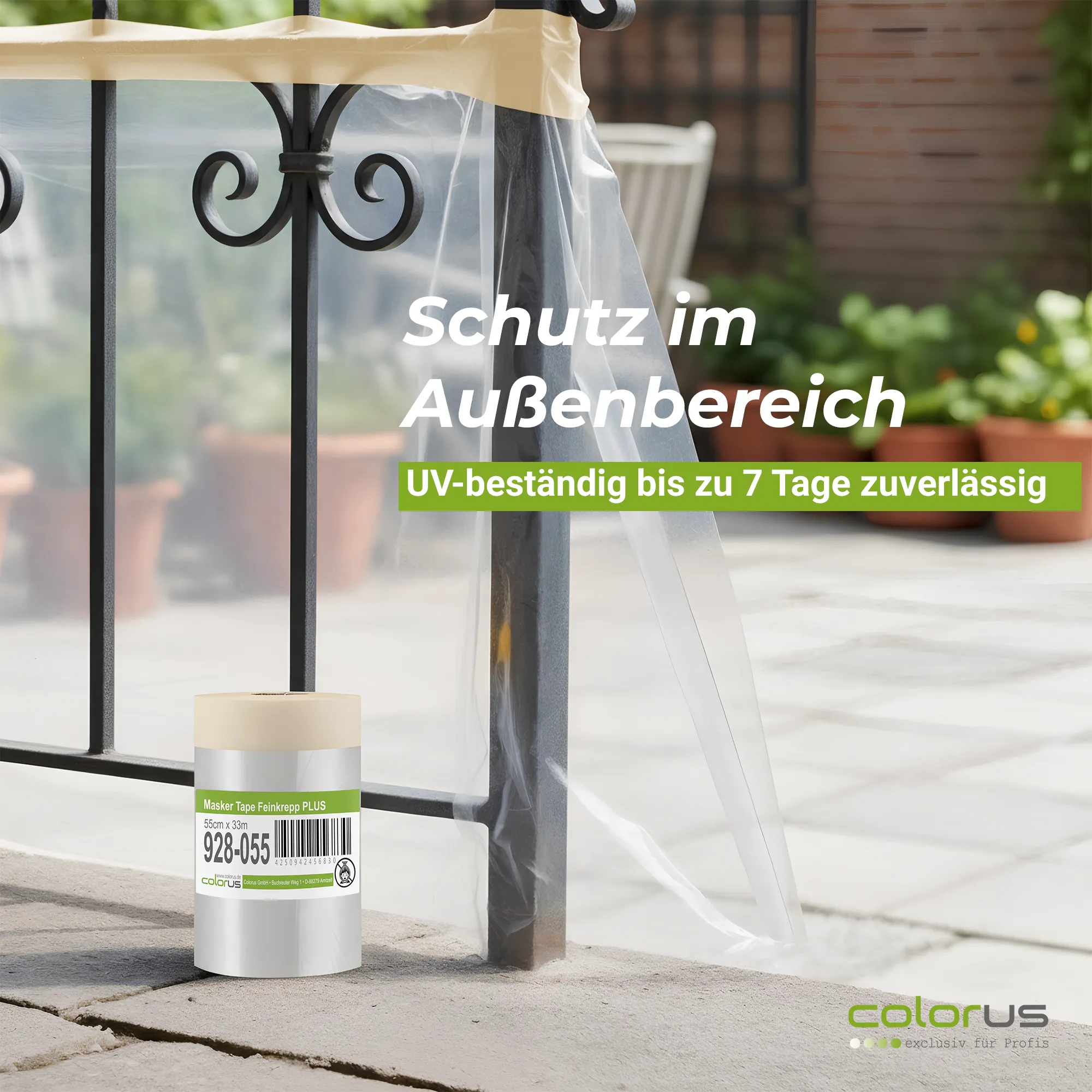 Colorus Premium Folien Masker Tape Kreppband mit Abdeckfolie 55cm x 33m