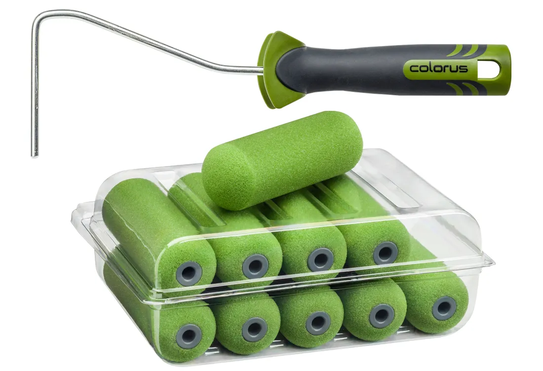 11-teiliges Premium Lack-Schaumwalzen-Set (11 cm) – Superfein, Rund & 2K-Bügel