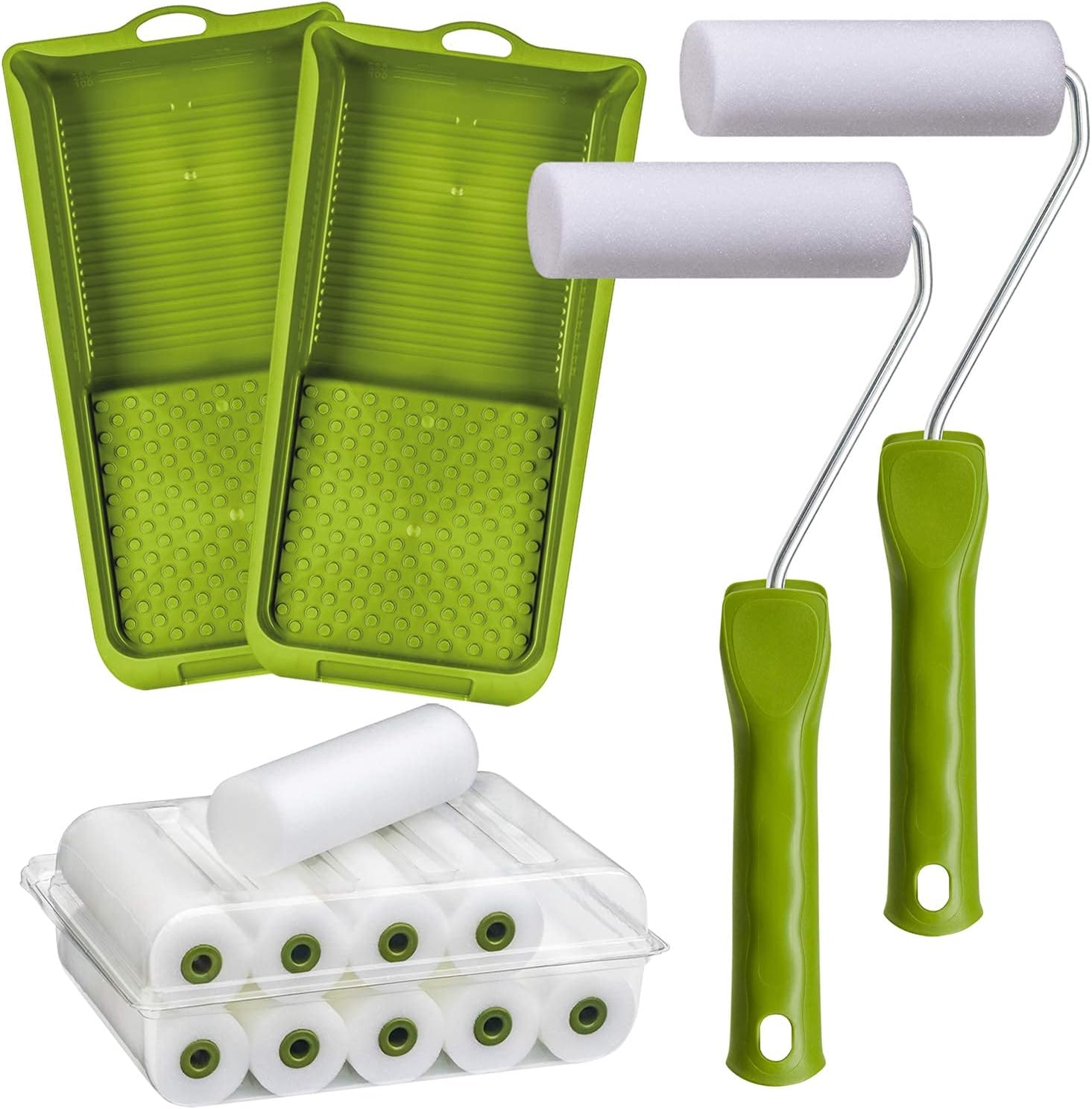 Profi Lackier Set 14 tlg Schaumwalzen 11 cm für wasserbasierte Lacke