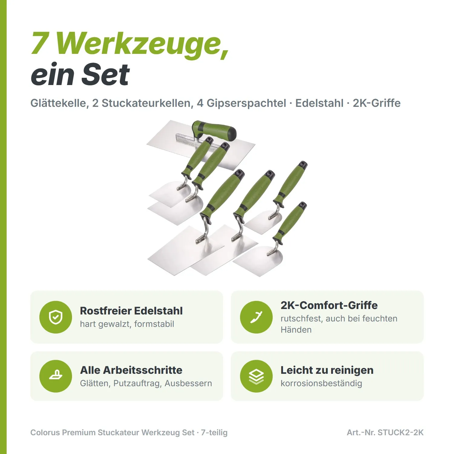 Colorus Premium Stuckateur Werkzeug Set 7 tlg