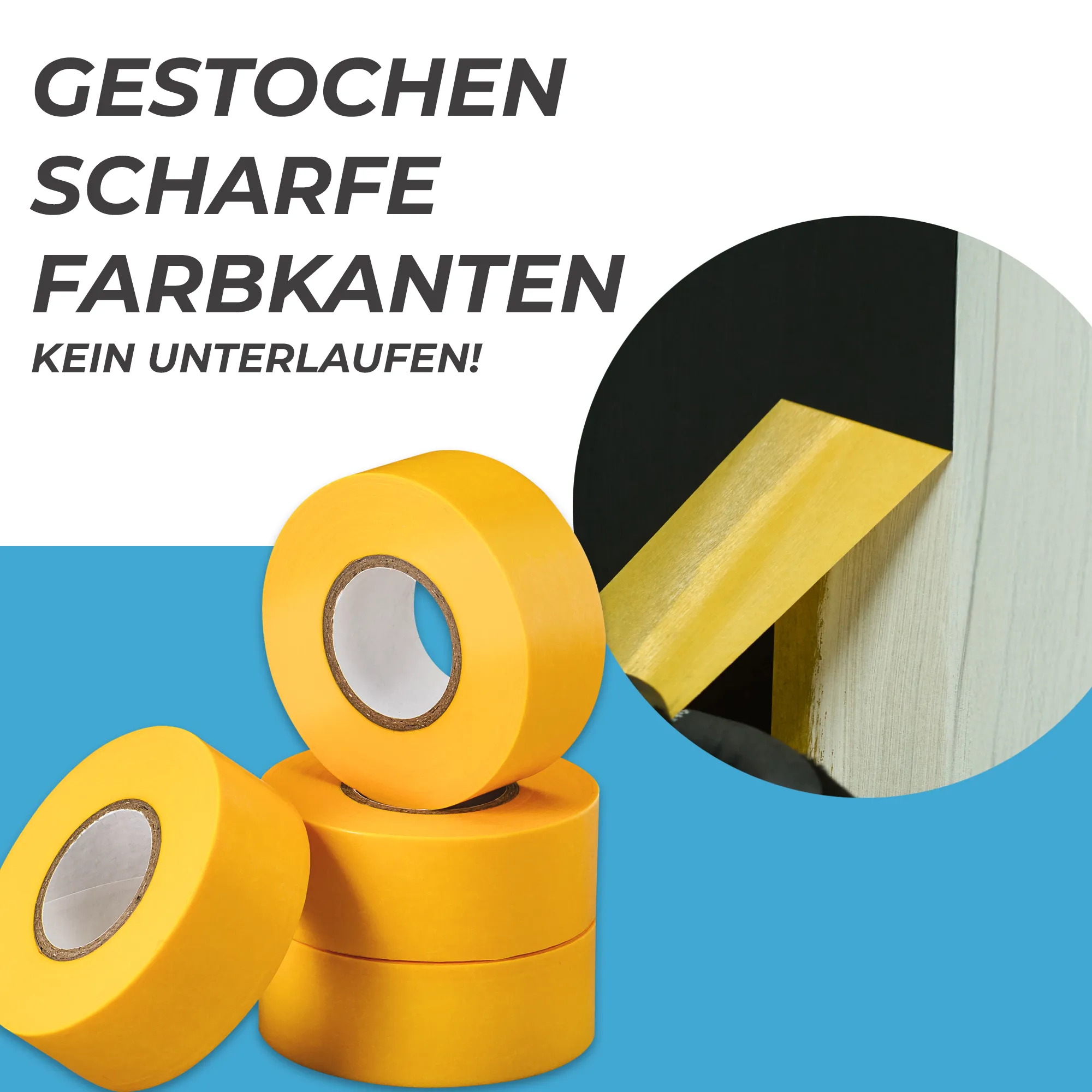 Mamba Abklebeband-Set 6-teilig | 2x Abdeckfolie (270 cm × 16 m & 55 cm × 25 m) | 4x Goldband 25 mm × 25 m