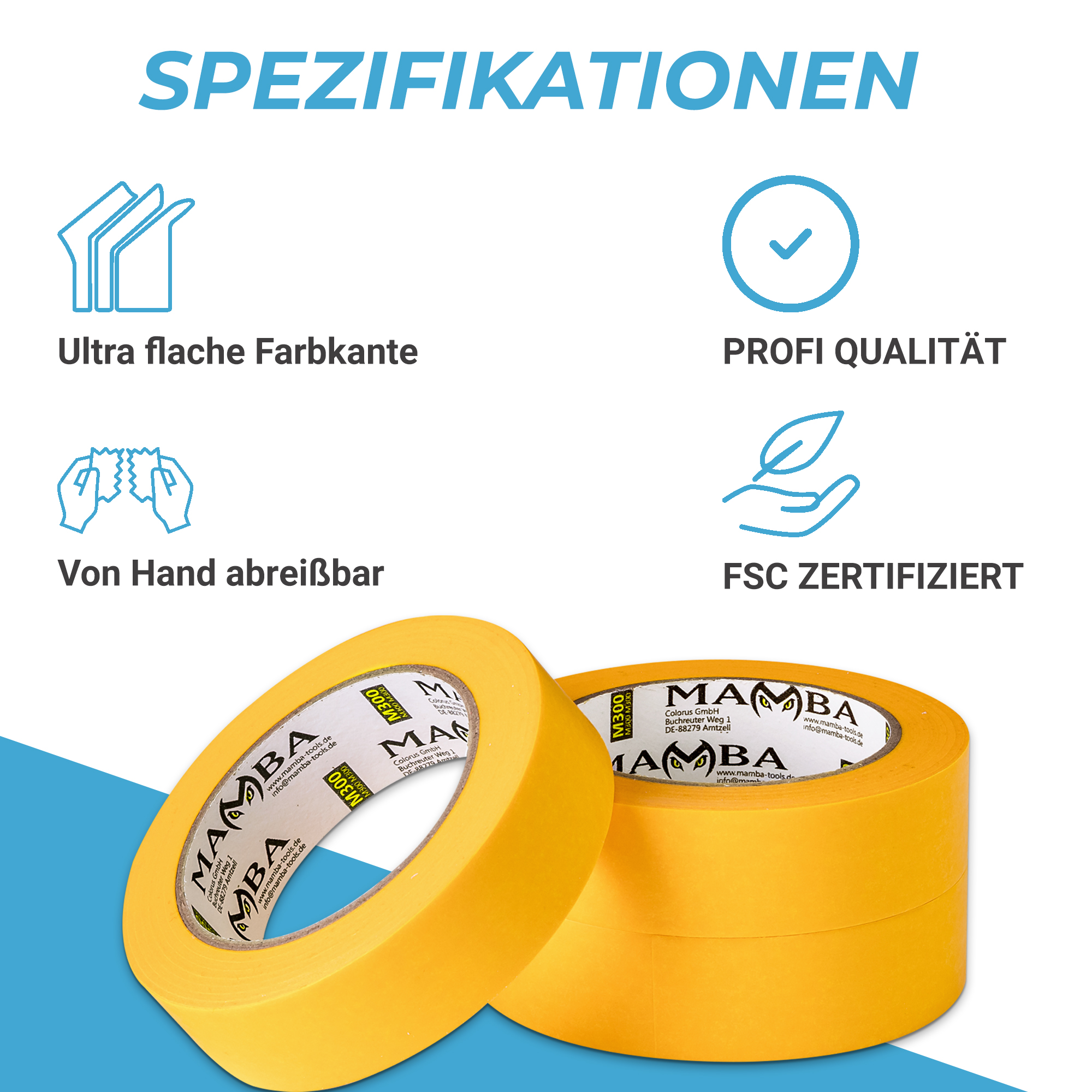 Goldband 24 Rollen Kartonangebot 50mm x 50m – Profi Malerkrepp für Innen & Außen