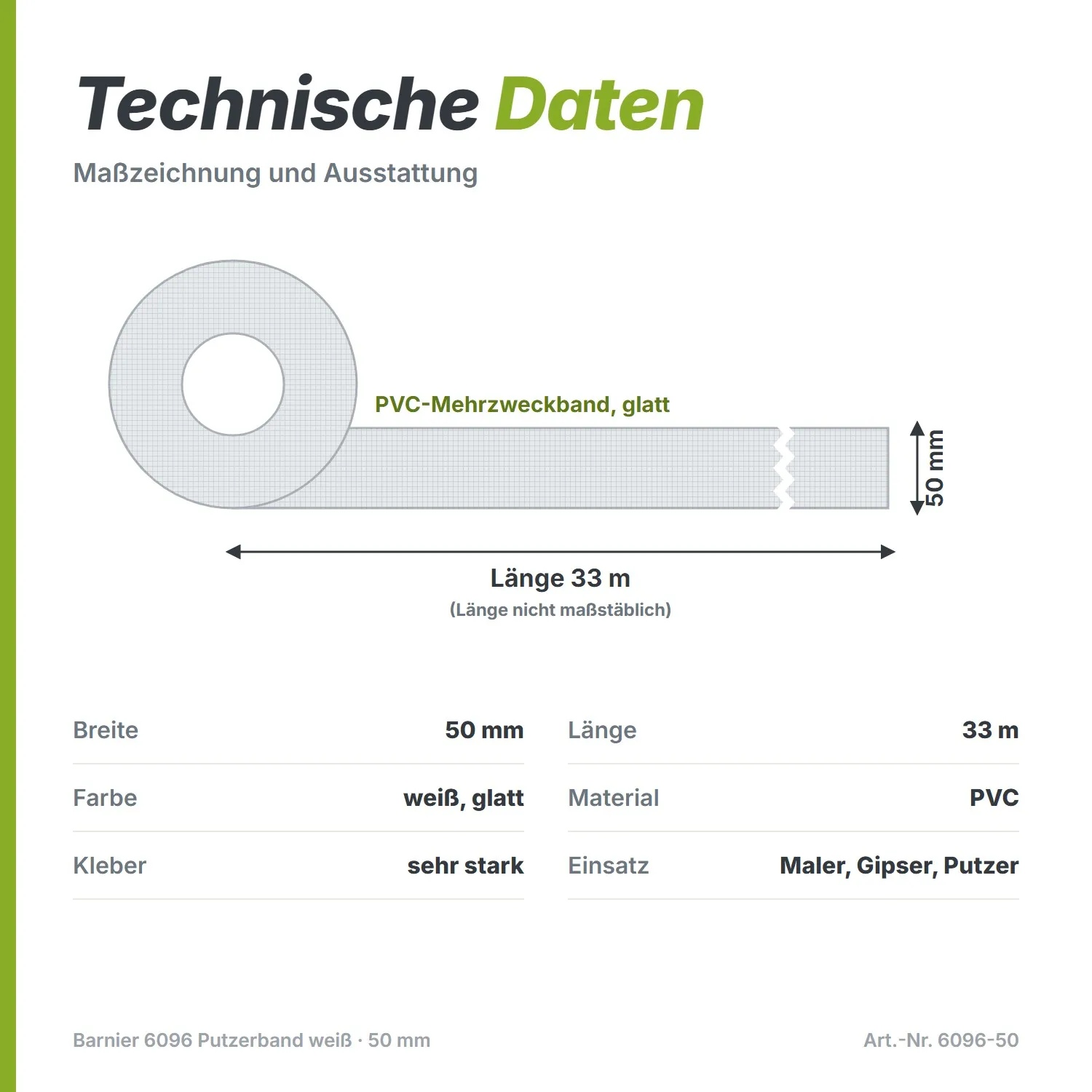 Barnier 6096 ruban universel blanc 50mm x 33m