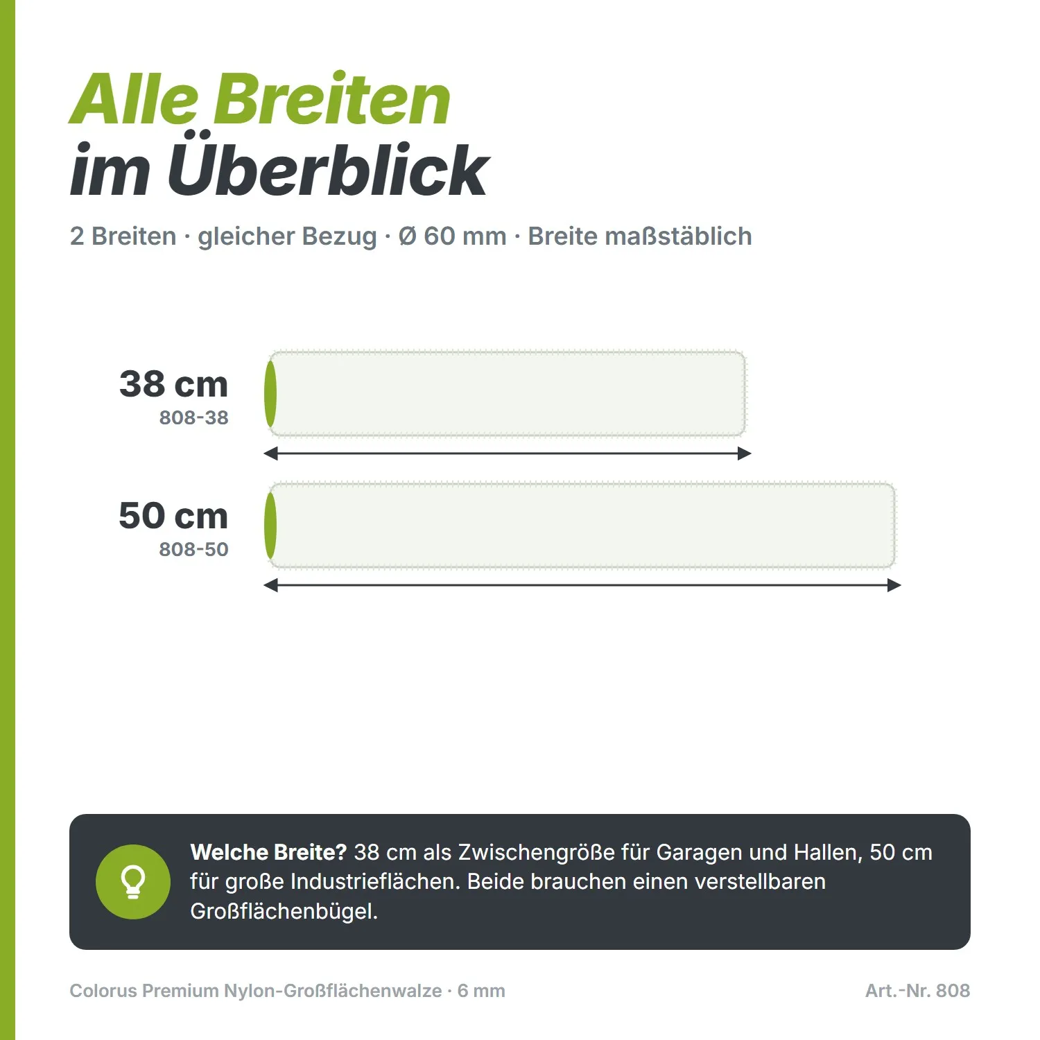 Colorus Premium Großflächenwalze (50 cm) – Nylon für Versiegelungen & Lacke (6 mm Flor)