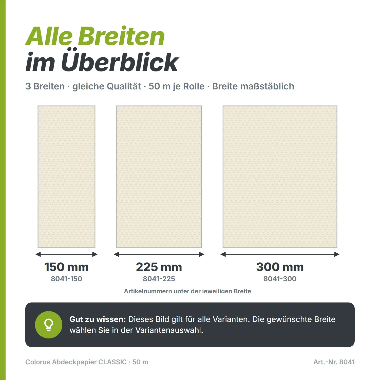 Colorus Abdeckpapier CLASSIC 50m 35g / m² glatt 300mm