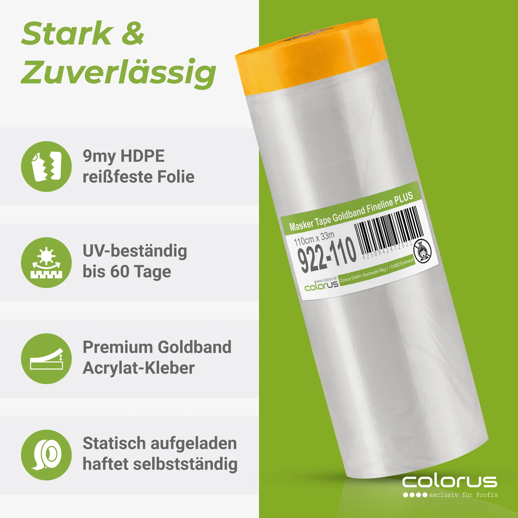 Colorus Premium Folien Masker Tape Goldband UV 60 110cm x 33m