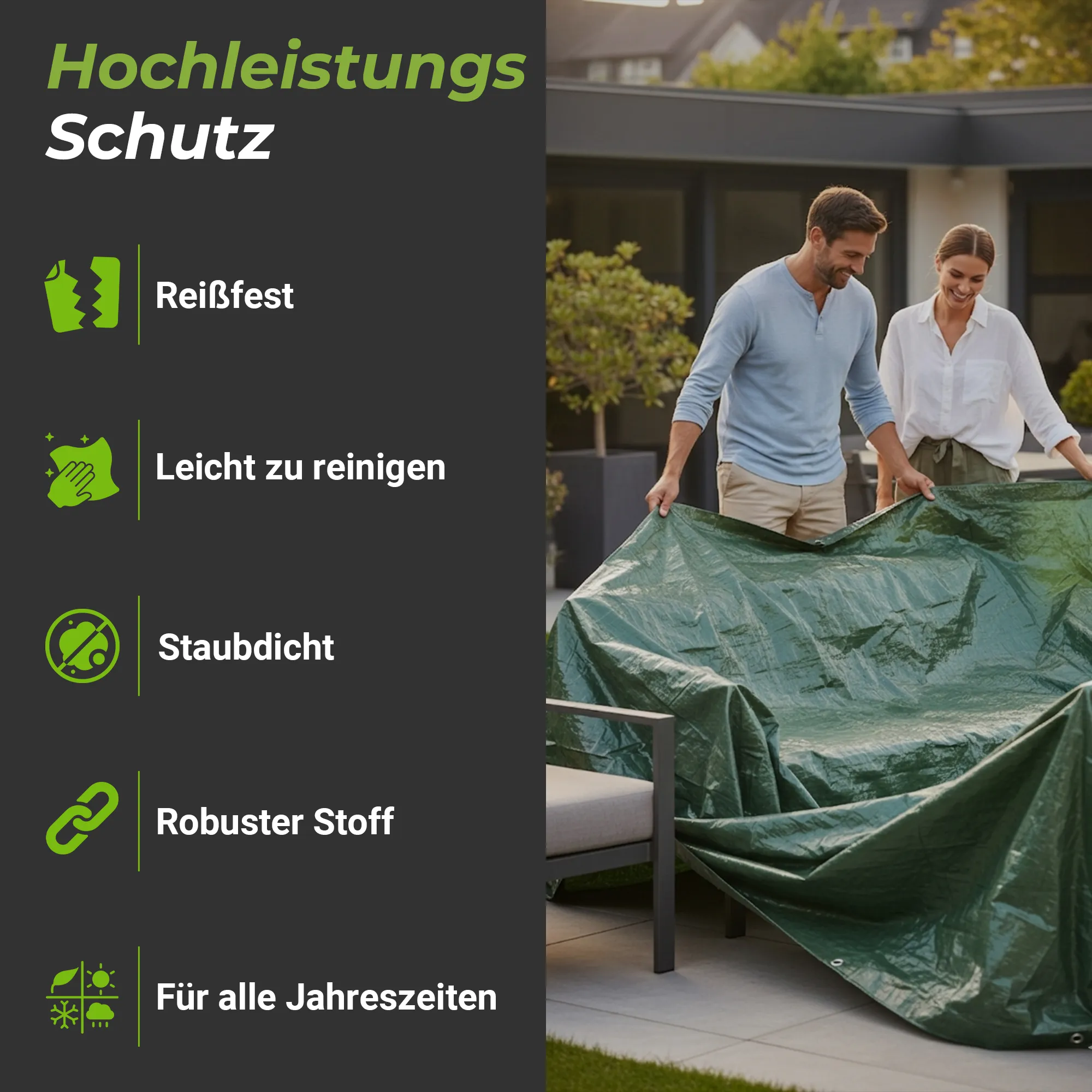 Colorus Premium Gewebeplane grün ca. 75g / m²  6 x 8m