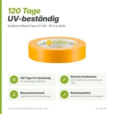 Colorus Goldband Washi Tape UV 120, 19 mm
